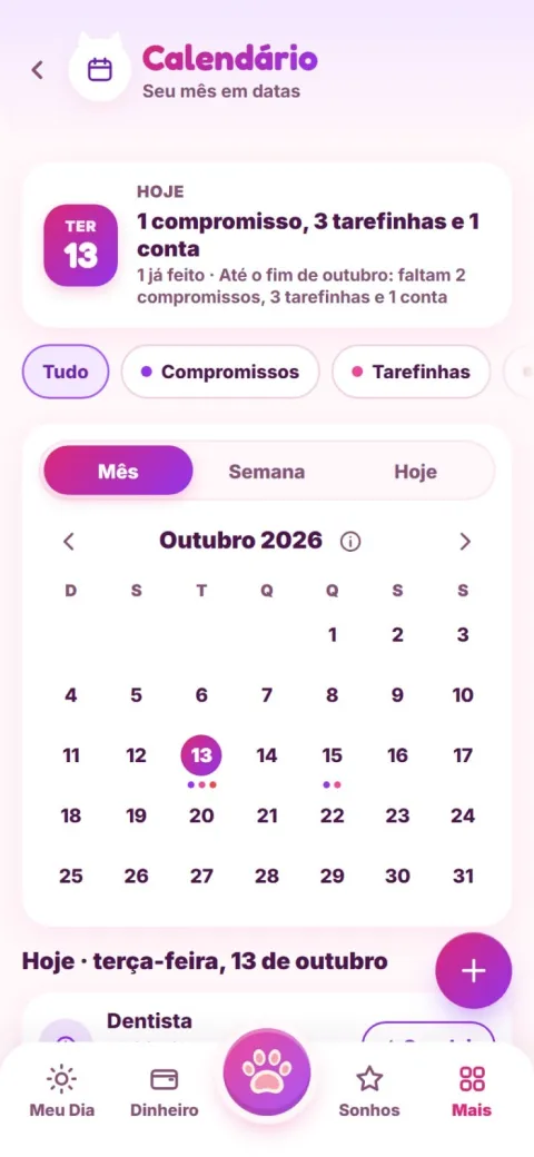 Calendário — Miauzi
